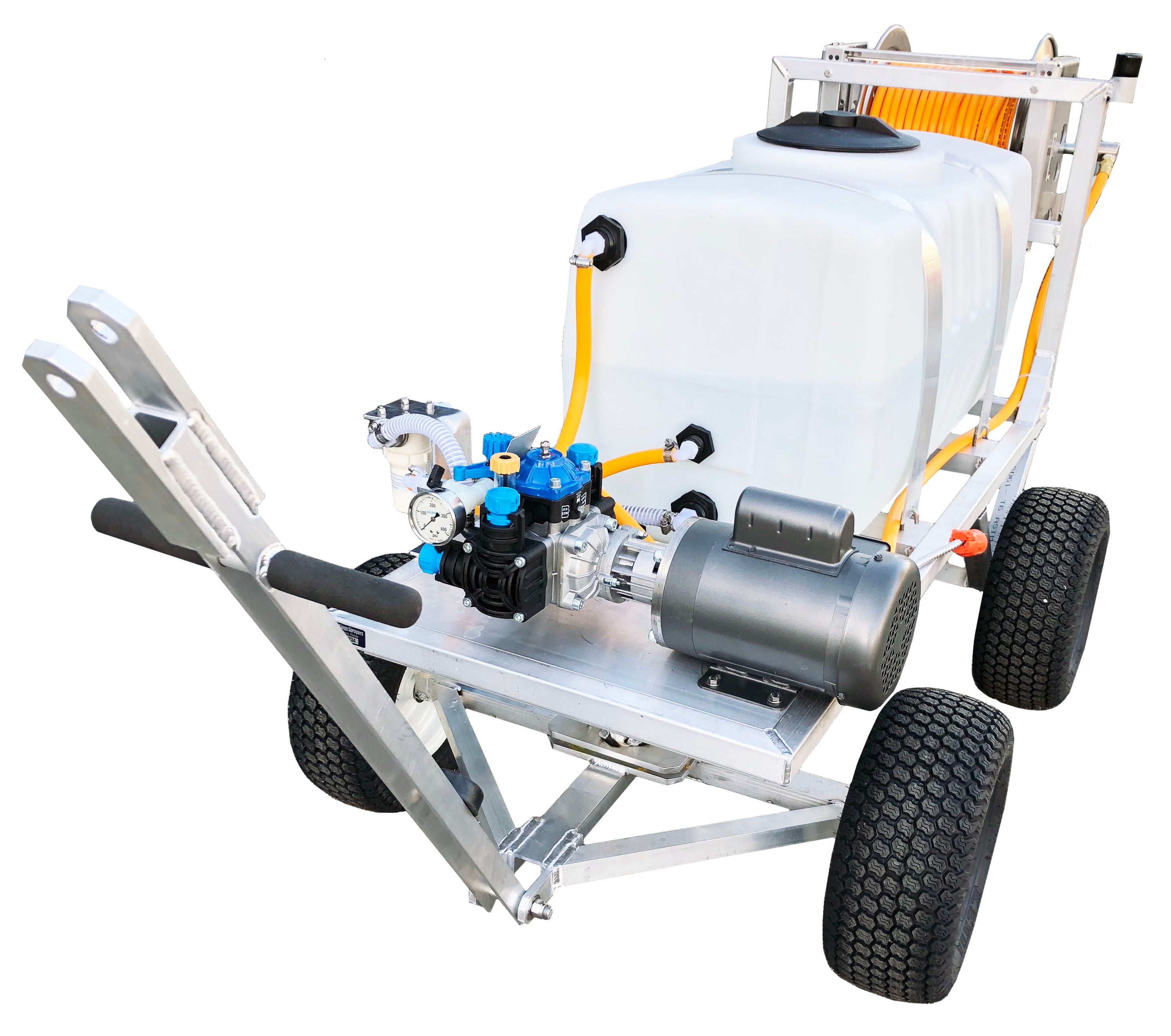 Kings Sprayers 50 Gallon Electric 4-Wheel Sprayer w/ 4.3 GPM 115V Poly  Diaphragm Pump & Manual Hose Reel with 150' of 3/8 ID Hose