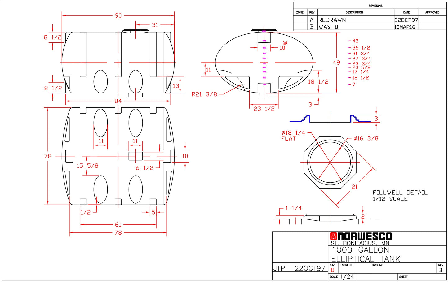 Norwesco 1000 Gallon Elliptical Tank