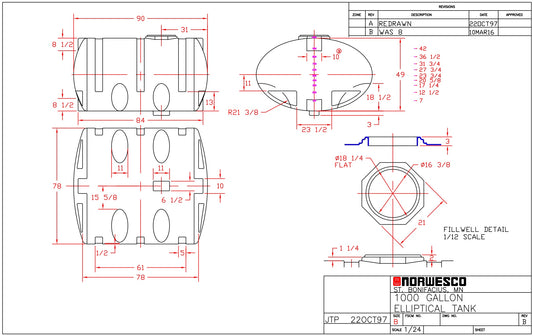 Norwesco 1000 Gallon Elliptical Tank