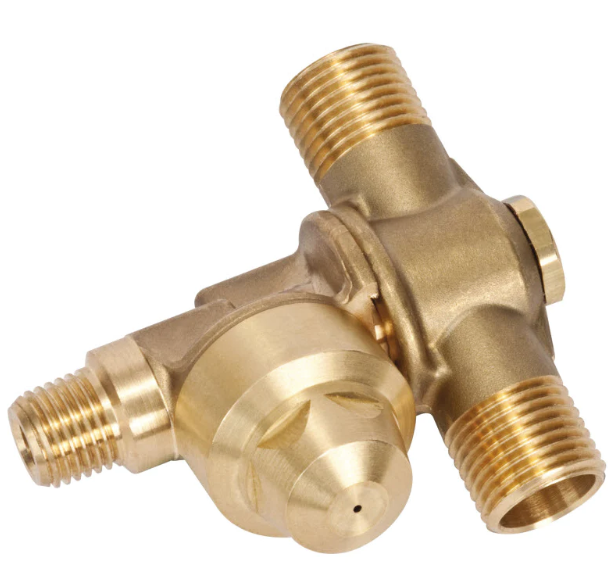 98450-1/4F Double Outlet Brass Rollover with Check Valve