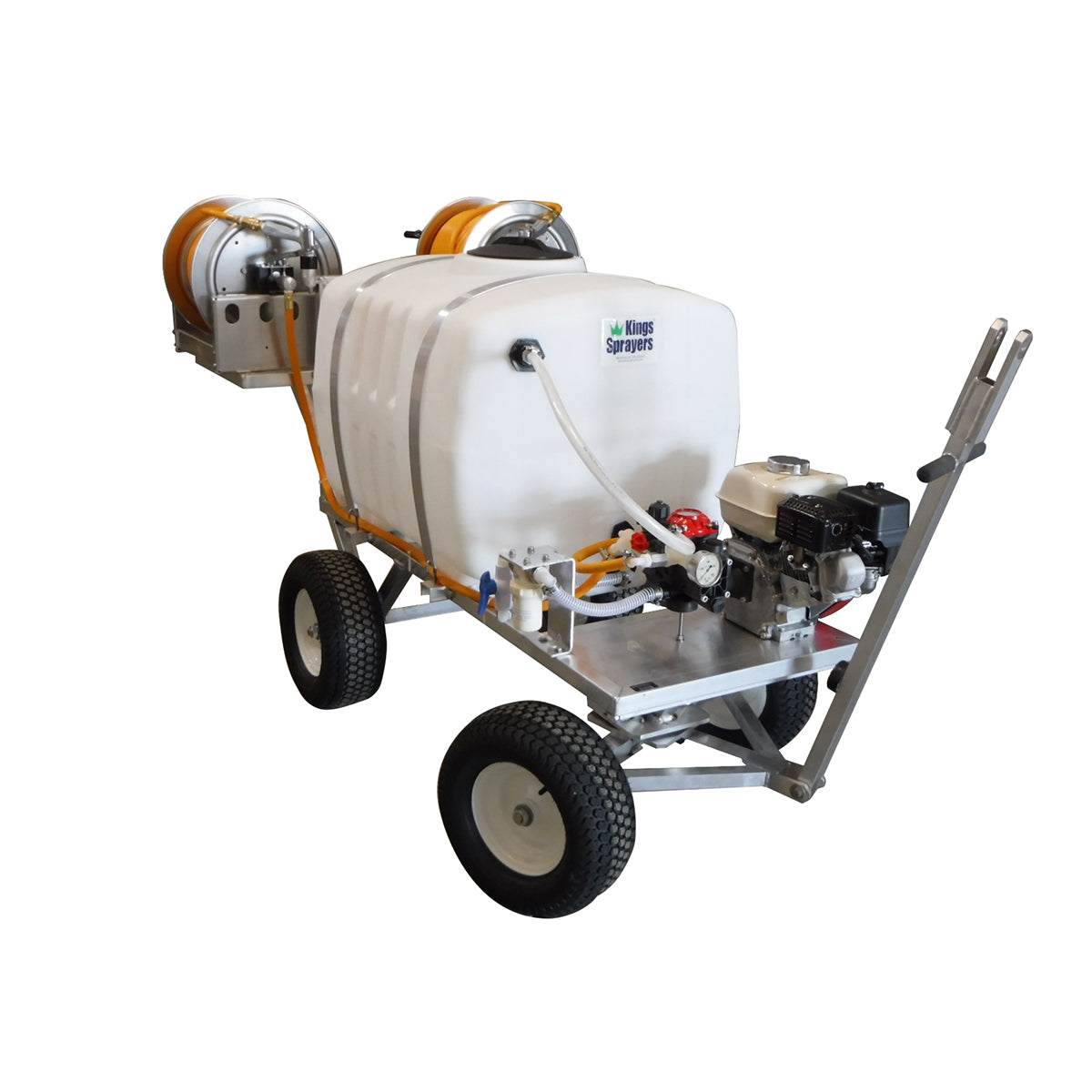 Kings Sprayers 100 Gallon 4-Wheel Sprayer with 6 gpm Diaphragm Pump and Dual Manual Reels