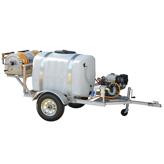 Kings Sprayers 200 Gallon 2-Wheel Trailer with 21 gpm Diaphragm Pump & Dual Manual Reels with 300' 3/8" ID and Hose Guides **Non Highway Ready**