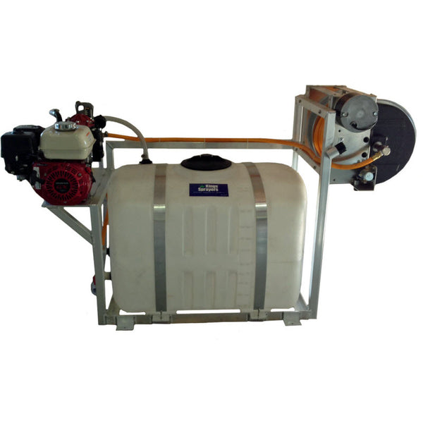 Kings Modular 600 Gallon (400/200) Fiberglass Skid with Dual Pump Engines,  Dual Electric Hose Reels with Guides and Deep Cycle Battery Kit